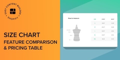 Creating a Size Chart, Pricing Table, Product Feature Comparison chart in Shopify | Shopify Sections